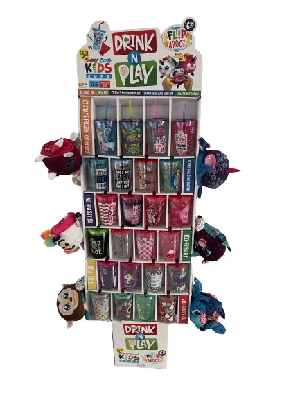 10 oz Kids Cup with Straw and Plush Assortment Floor Display - 36 Pieces Per Retail Ready Display  88364