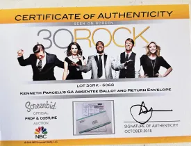 30 Rock: Kenneth & Ellen Parcell's GA Absentee Ballot and Return Envelope