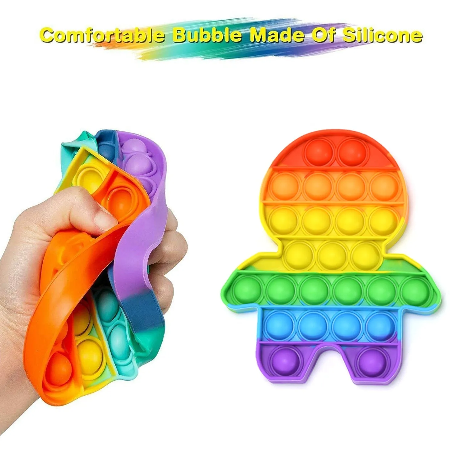 4477 Human Pop It Fidget Push Pop Bubble Fidget Sensory Silicone Stress Relief Sensory Toy for Kids and Adults