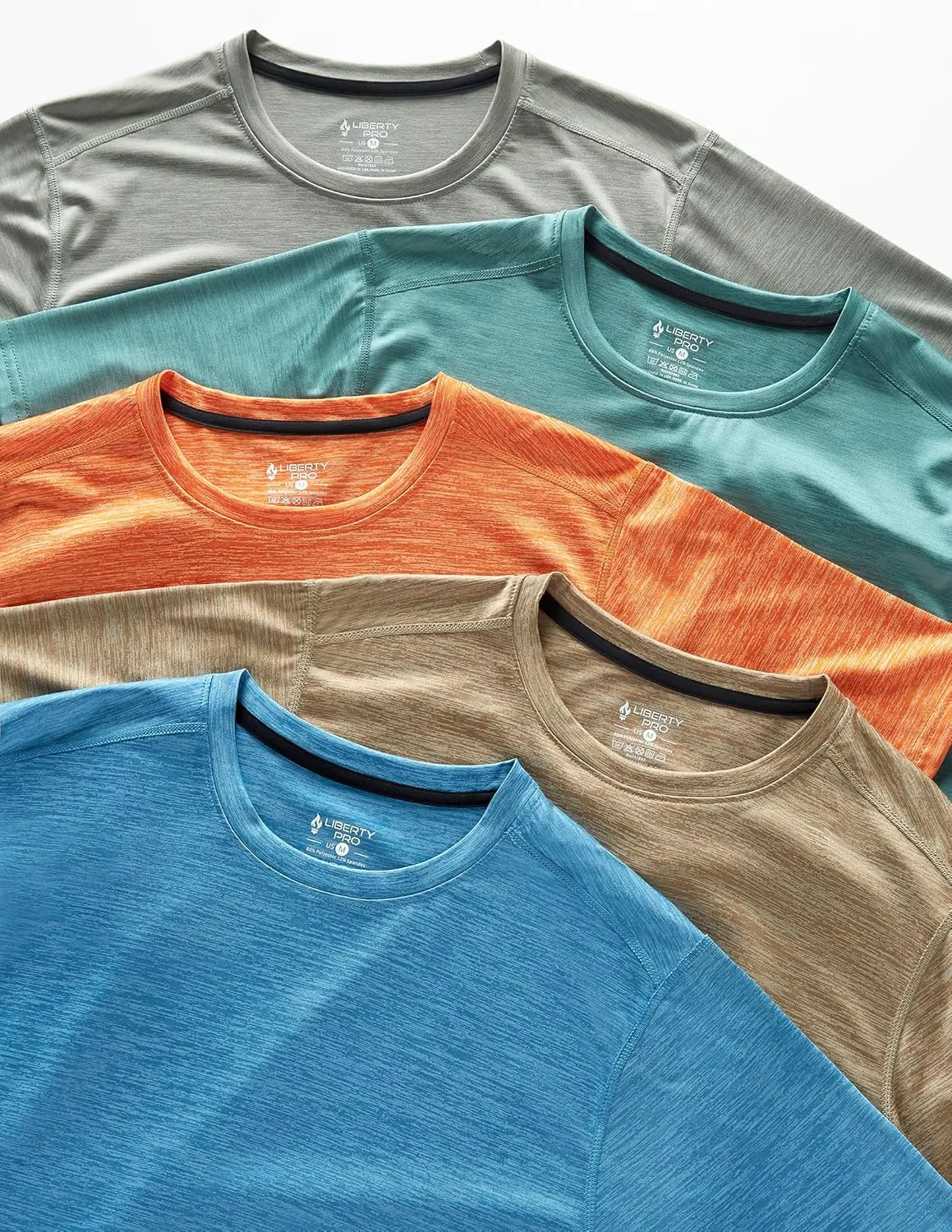 5 Pack Men??s Active Quick Dry Crew Neck T Shirts | Athletic Running Gym Workout Short Sleeve Tee Tops Bulk