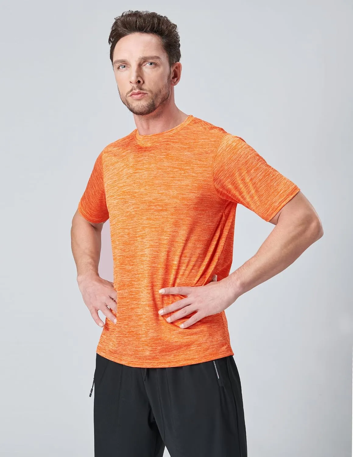 5 Pack Men??s Active Quick Dry Crew Neck T Shirts | Athletic Running Gym Workout Short Sleeve Tee Tops Bulk