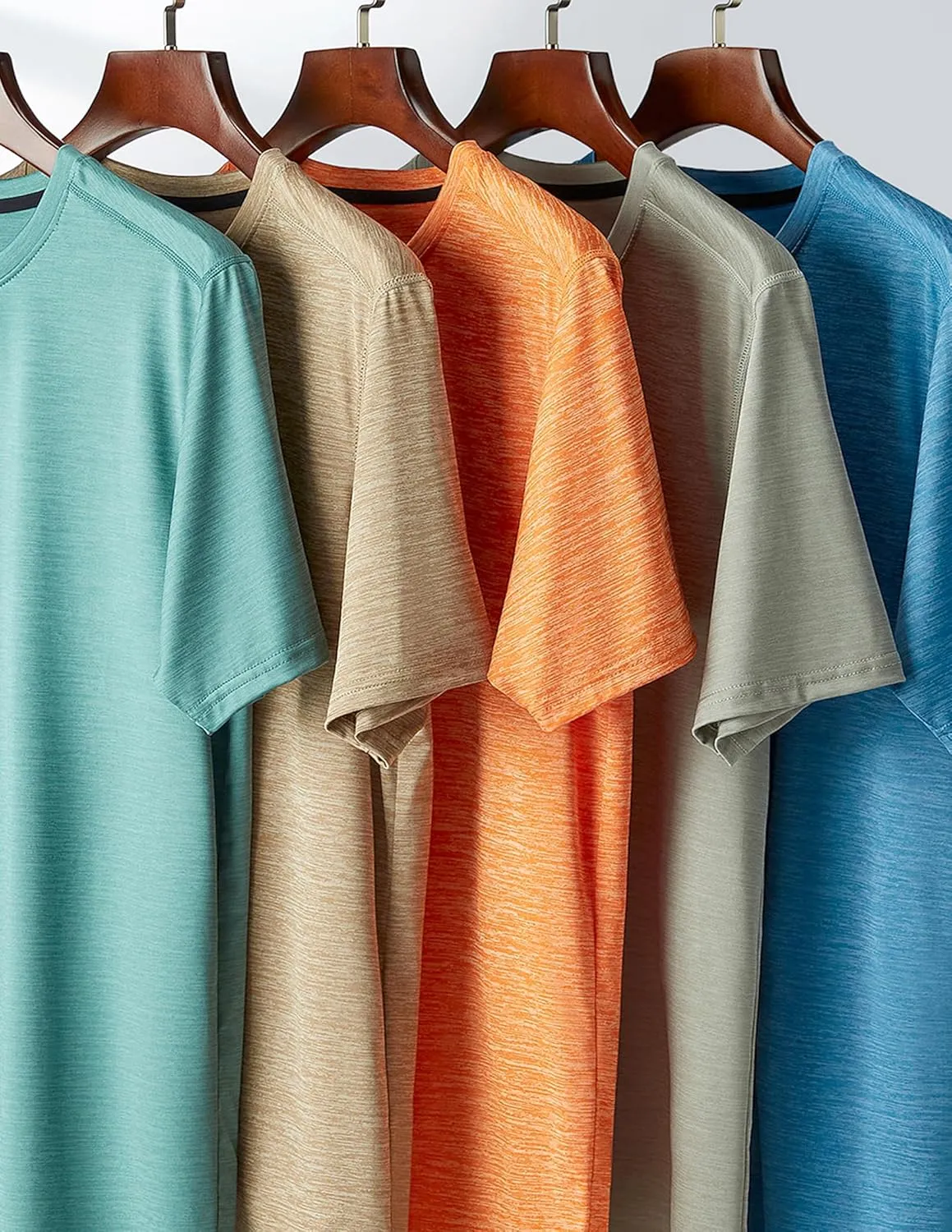 5 Pack Men??s Active Quick Dry Crew Neck T Shirts | Athletic Running Gym Workout Short Sleeve Tee Tops Bulk