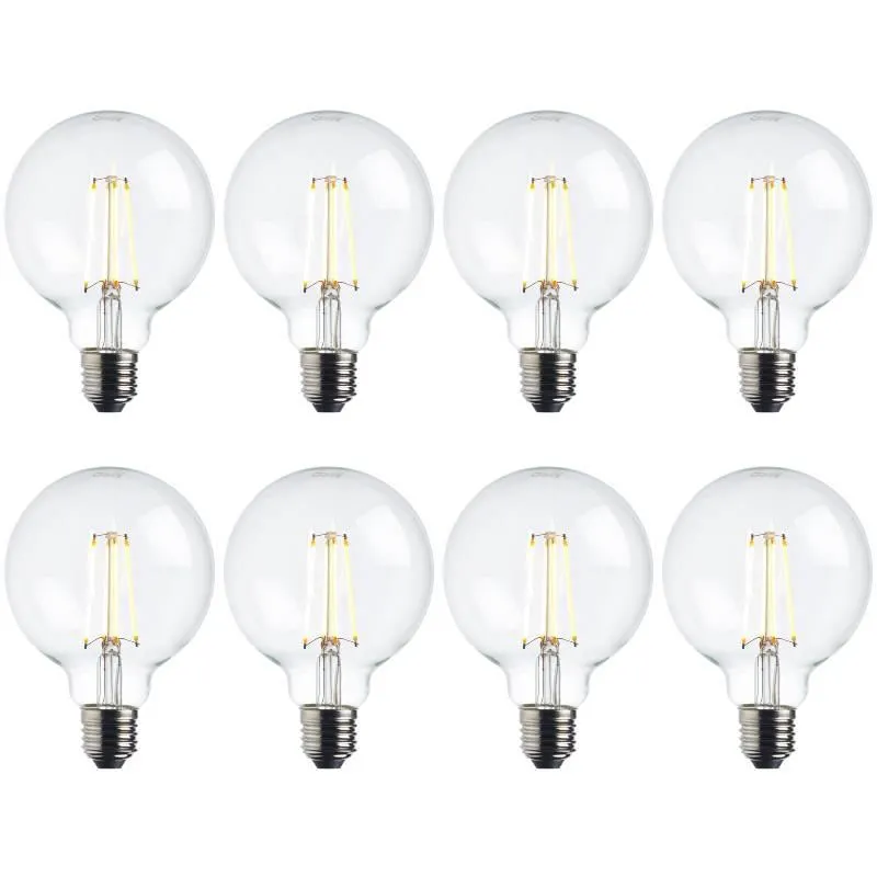 8 x E27 Warm White LED Filament Globe Light Bulb Dimmable 7W