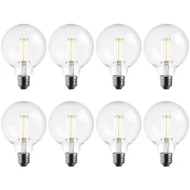8 x E27 Warm White LED Filament Globe Light Bulb Dimmable 7W