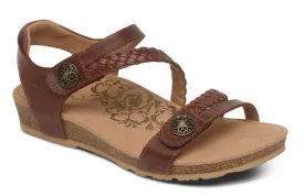 Aetrex Jillian Braided Quarter Strap Walnut Sandal