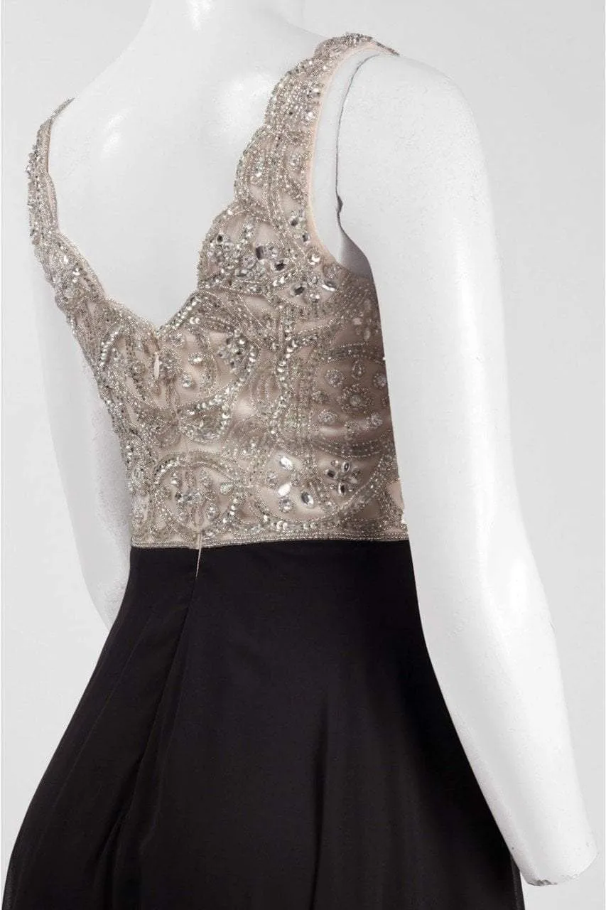Aidan Mattox - MD1E200982 Beaded V-neck Chiffon A-line Dress