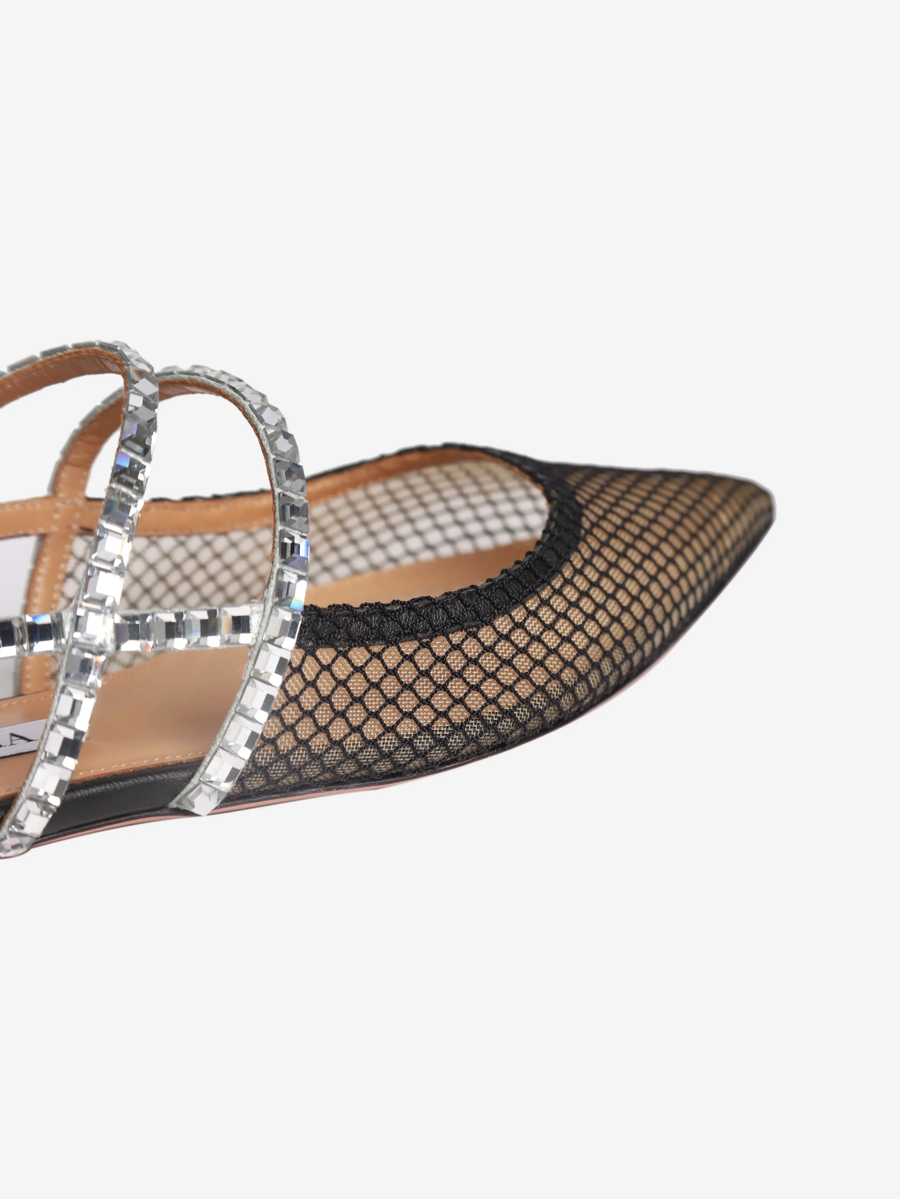 Black mesh pointed-toe slingback flats - size EU 37