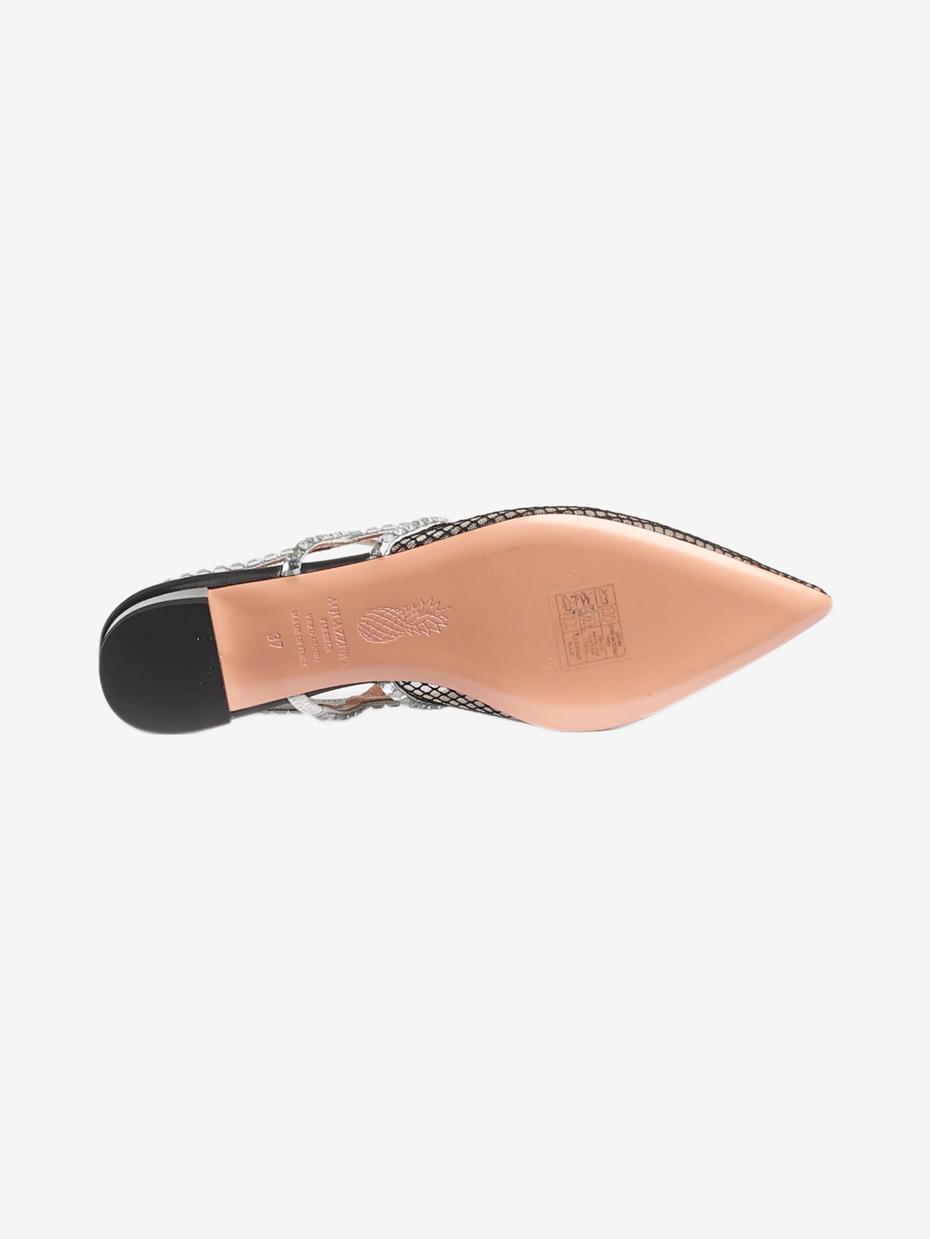 Black mesh pointed-toe slingback flats - size EU 37
