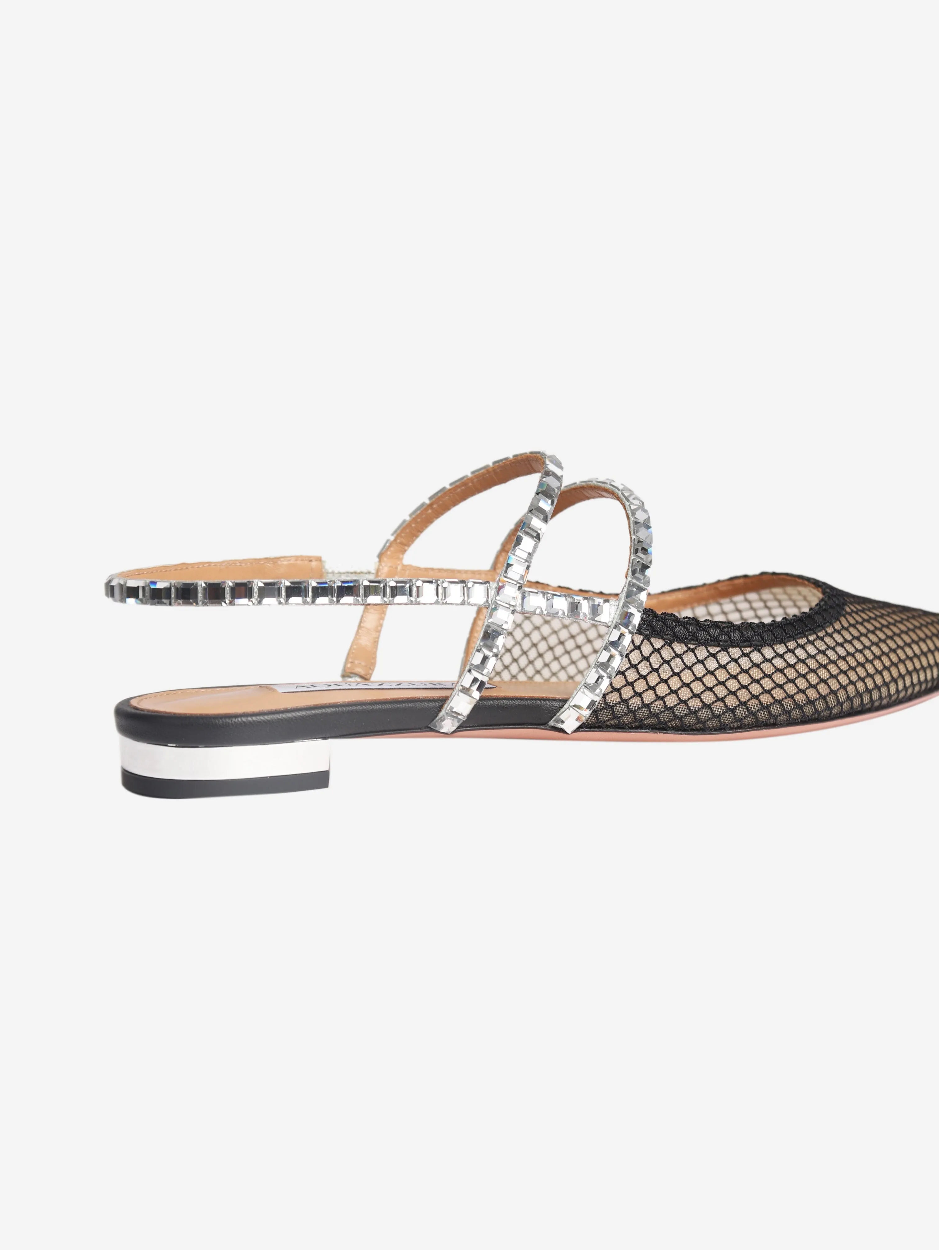 Black mesh pointed-toe slingback flats - size EU 37