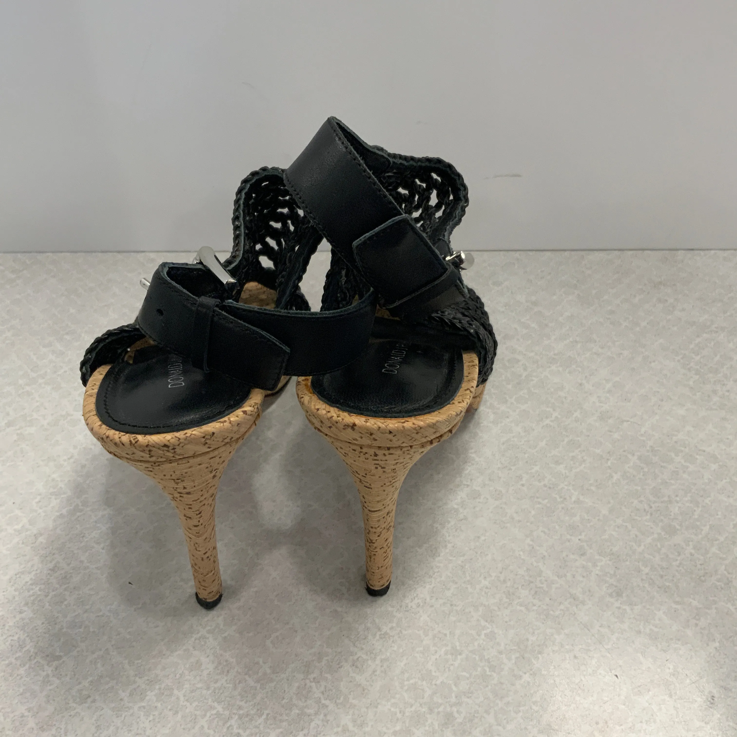 Blue & Tan Sandals Heels Stiletto Donald Pliner, Size 8.5