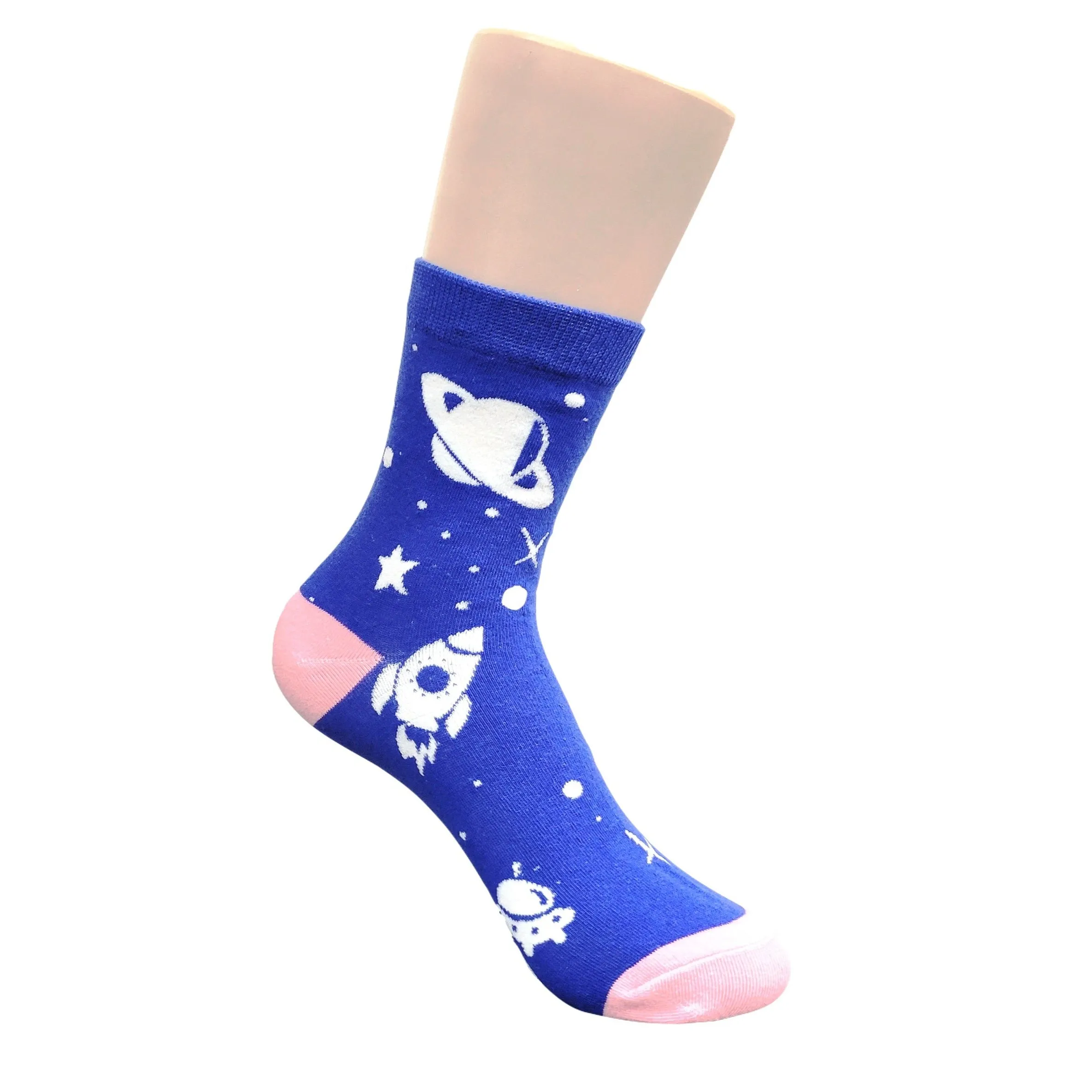 Blue Space Socks With Planets and Rocket Ship Socks (Adult Small -  Shoe Sizes 2-5) from the Sock Panda