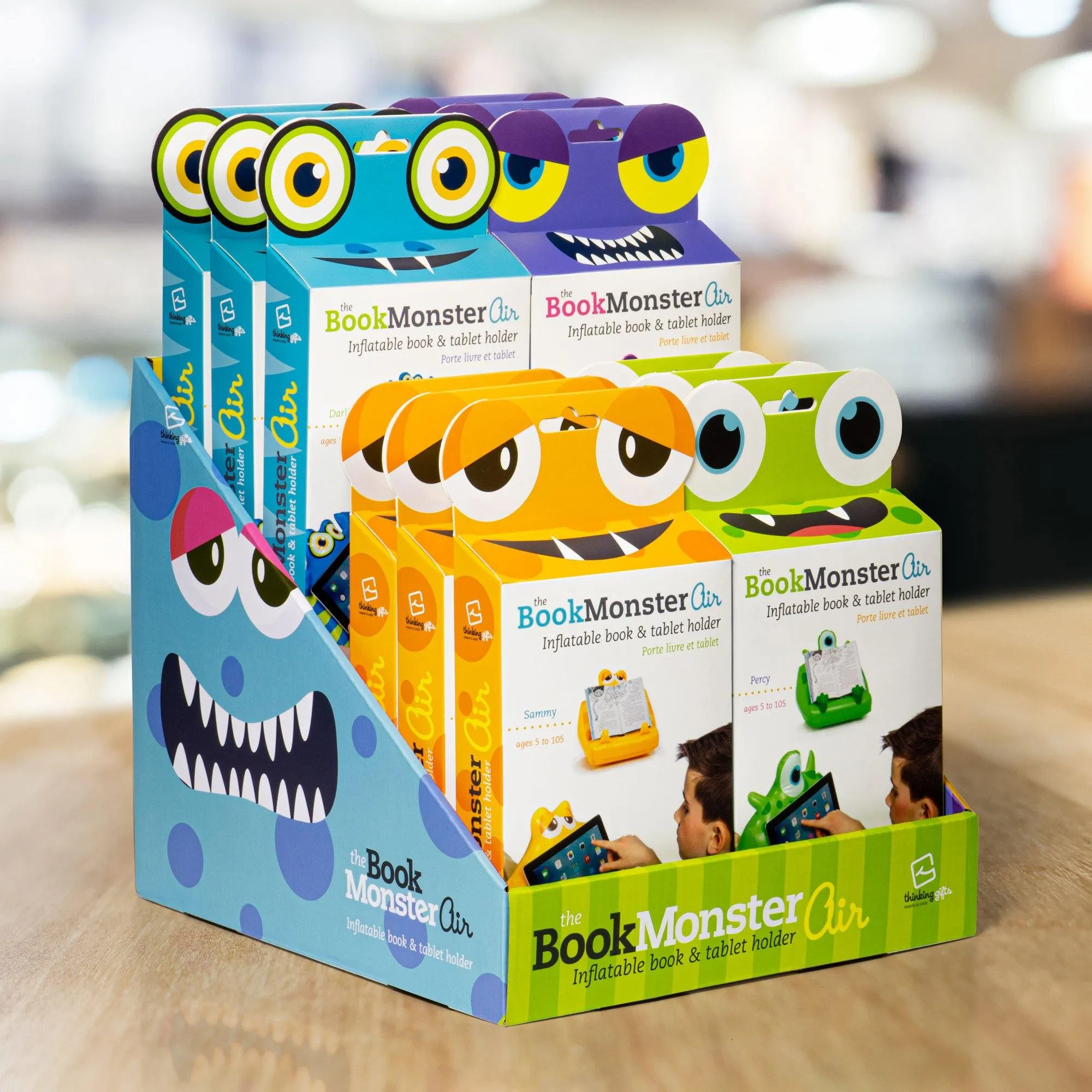 Bookmonster Air Inflatable iPad, Tablet Stand and Book Holder (Percie two Teeth)