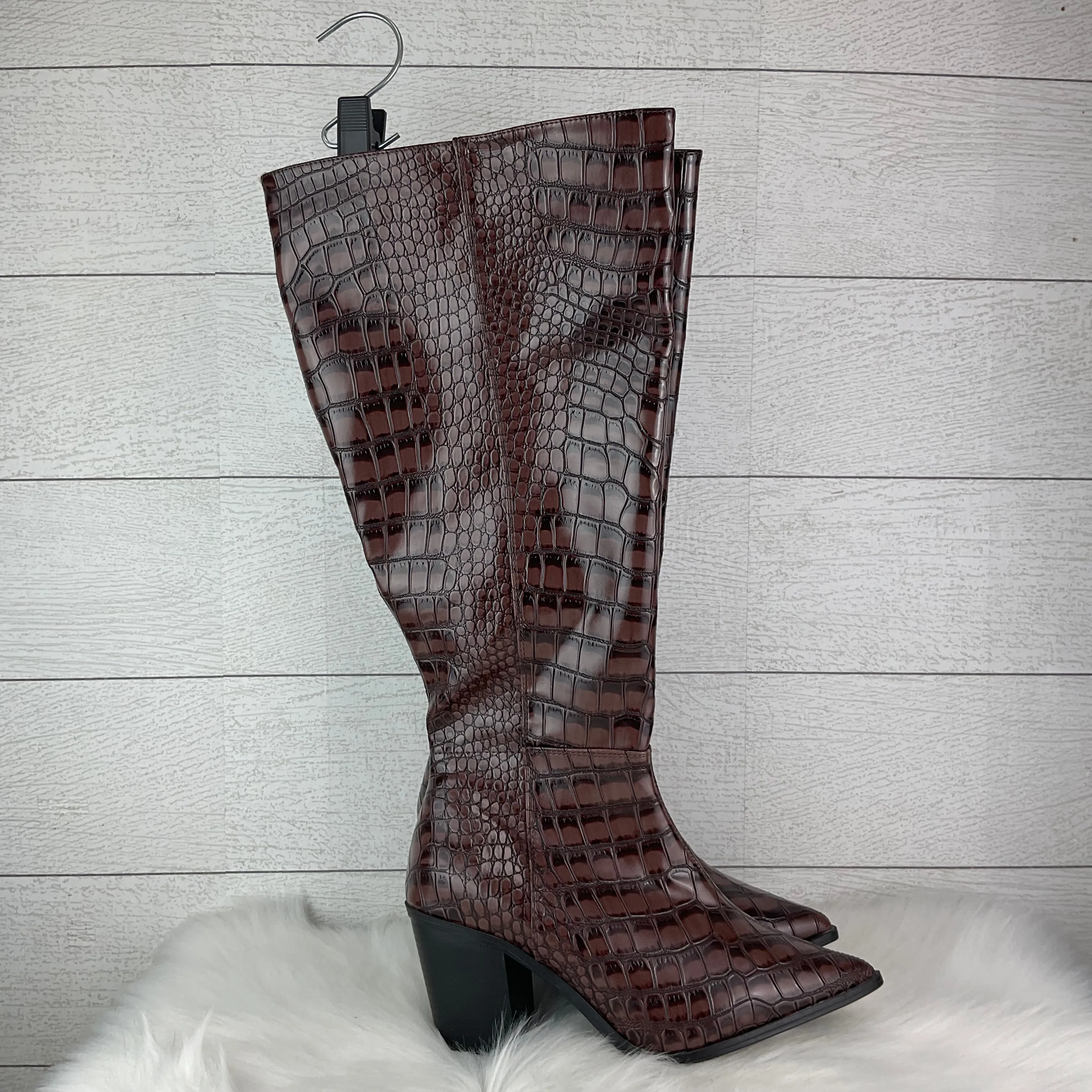 Boots Mid-calf Heels By Clothes Mentor In Animal Print, Size: 8