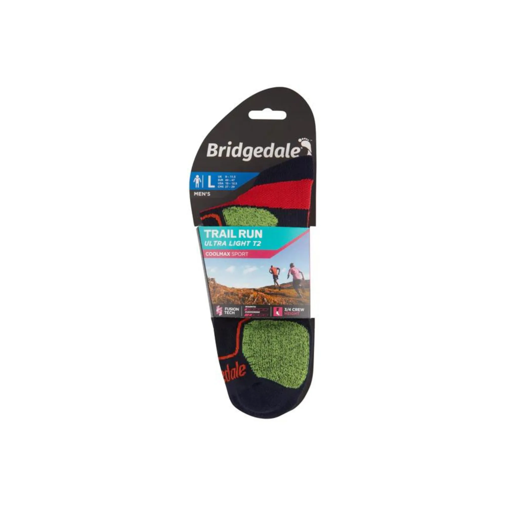 Bridgedale Socks Trail Run Ultra Light 3/4 Crew Coolmax Navy