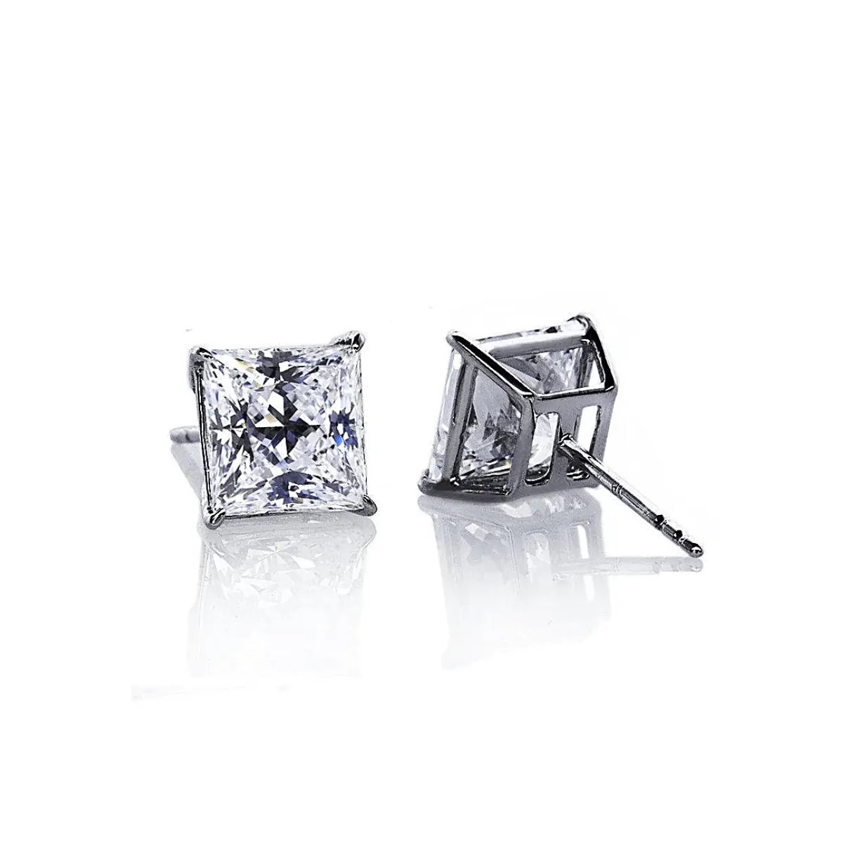 CARAT* London Chester Stud Earrings 9k White Gold Princess Cut