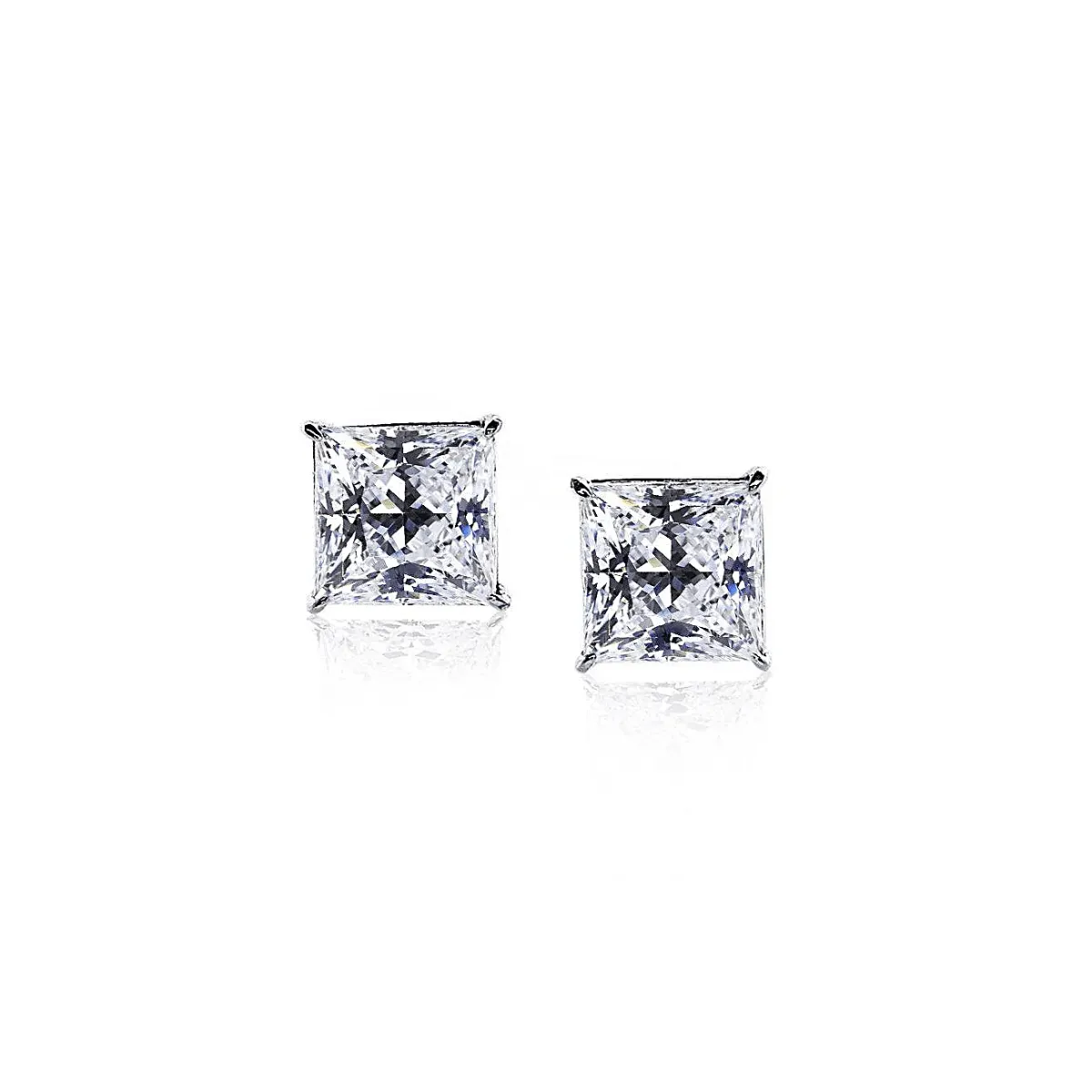 CARAT* London Chester Stud Earrings 9k White Gold Princess Cut