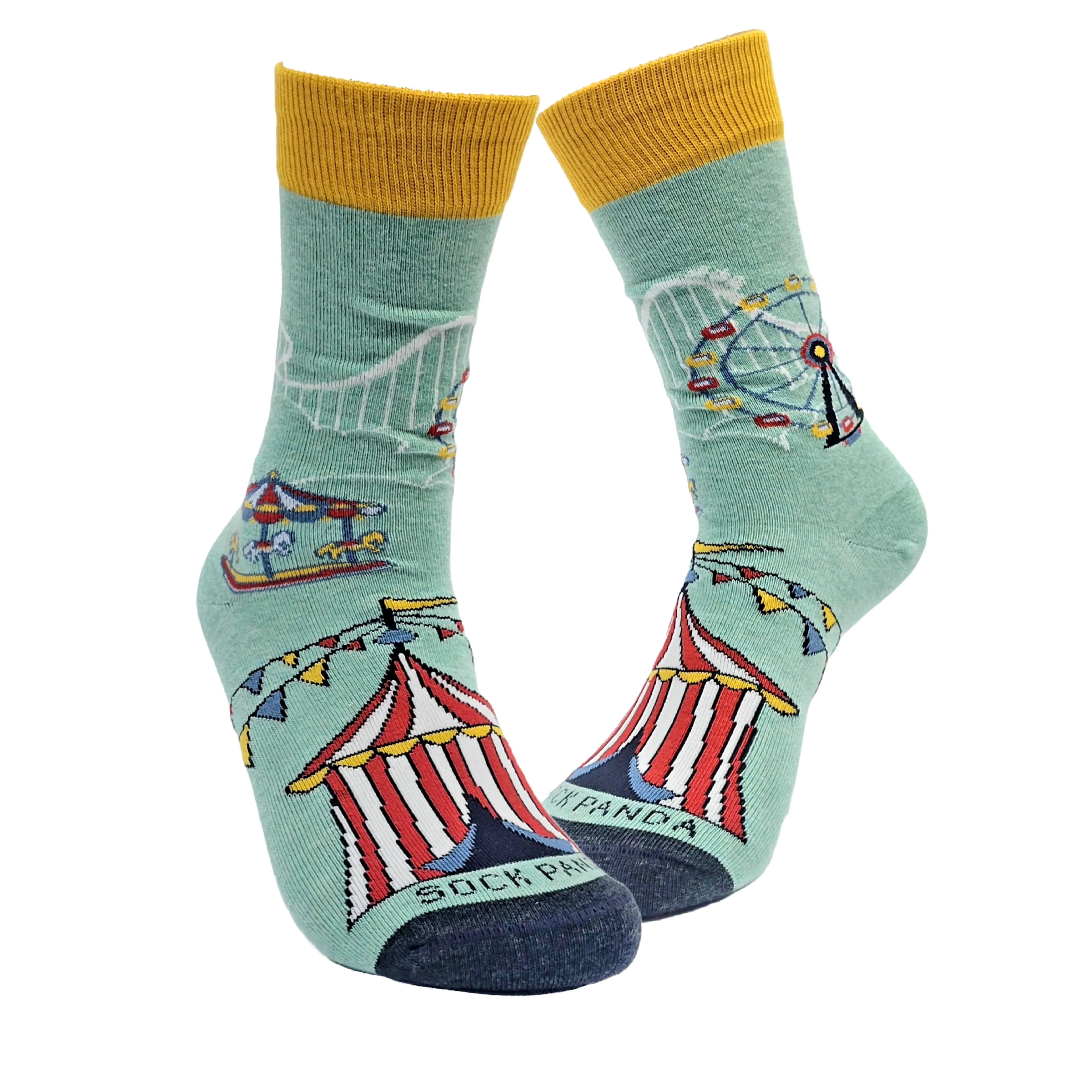 Circus Scene Roller Coaster Socks from the Sock Panda (Adult Small -  Shoe Sizes 2-5)