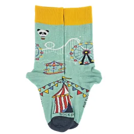Circus Scene Roller Coaster Socks from the Sock Panda (Adult Small -  Shoe Sizes 2-5)