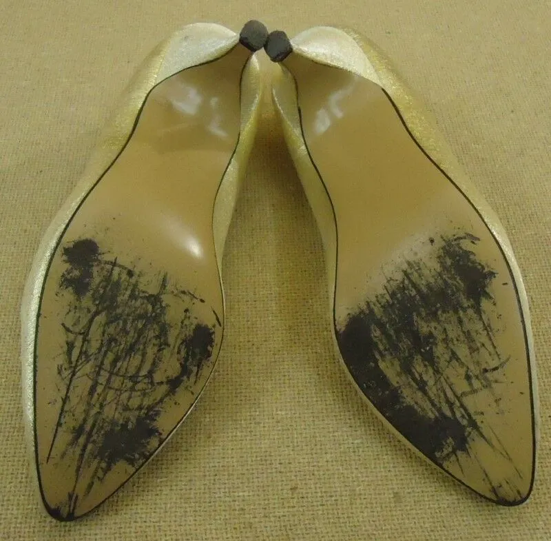 Coloriffics Womens High Heel Shoes Size 7M Glitter Gold -- Used