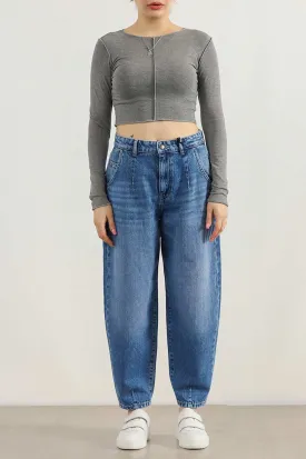 CROPPED T-SHIRT WITH PLEAT