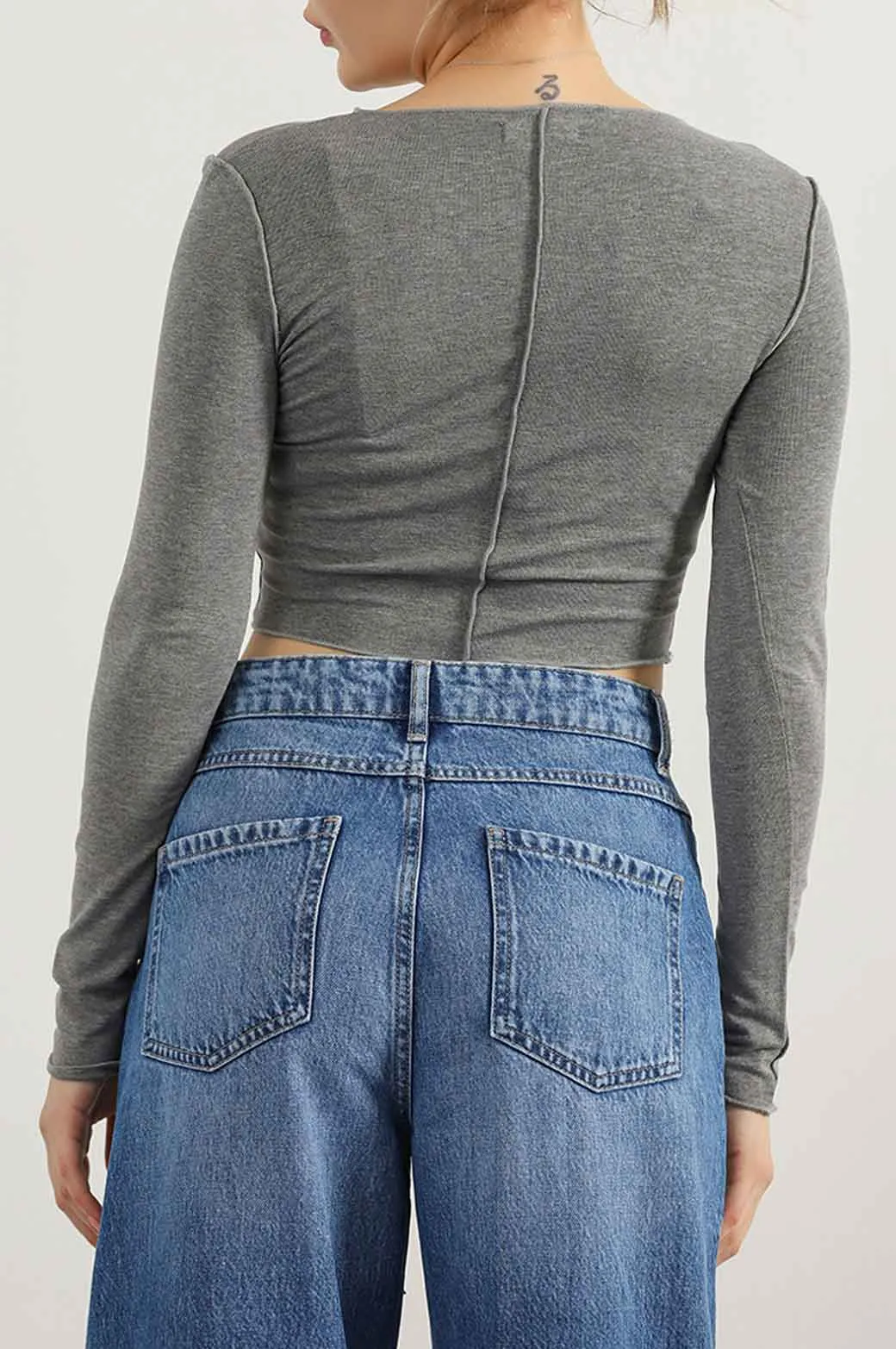 CROPPED T-SHIRT WITH PLEAT