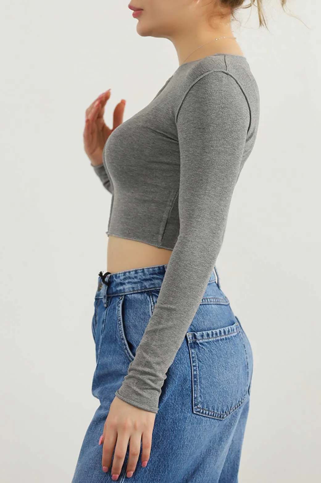 CROPPED T-SHIRT WITH PLEAT