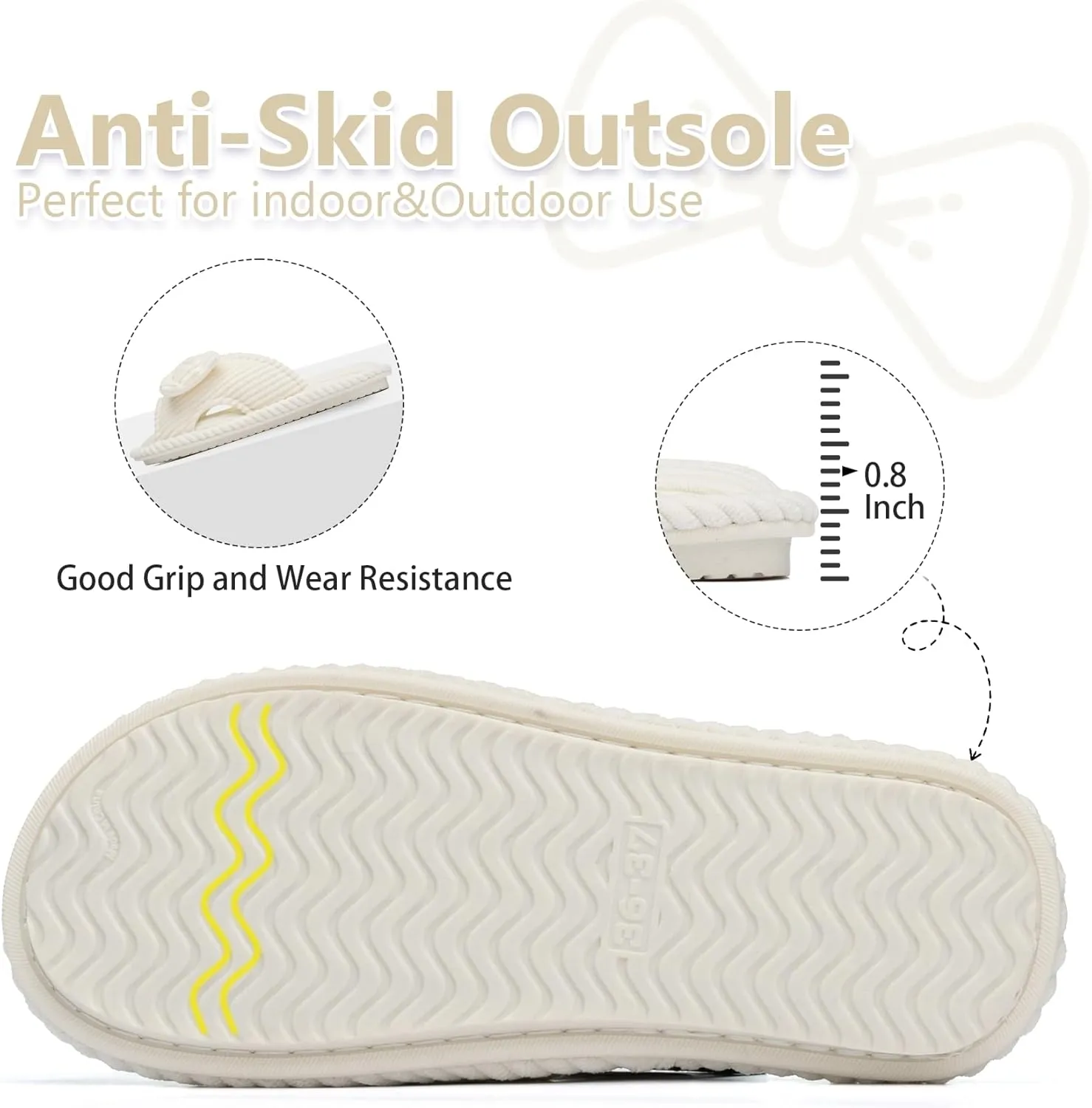 Cute Slippers for Women Indoor and Outdoor Cozy Soft Bow Open Toe Womens Slippers with Memory Foam Anti-Skid Sole Slides Spa Birthday Gifts for Women Mom Her Ladies Bridesmaid