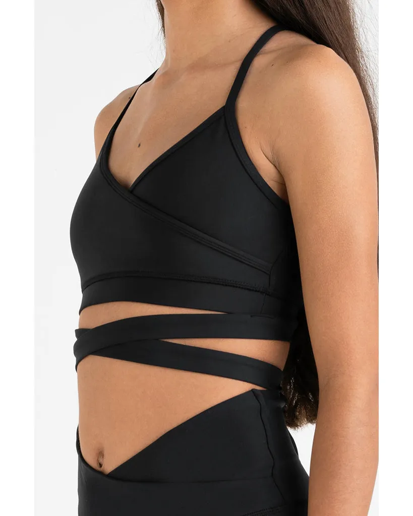 Every Turn Ballet Wrap Crop Top - Girls - Black