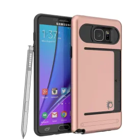 Galaxy Note 5 Case PunkCase CLUTCH Rose Gold Series Slim Armor Soft Cover Case w/ Tempered Glass