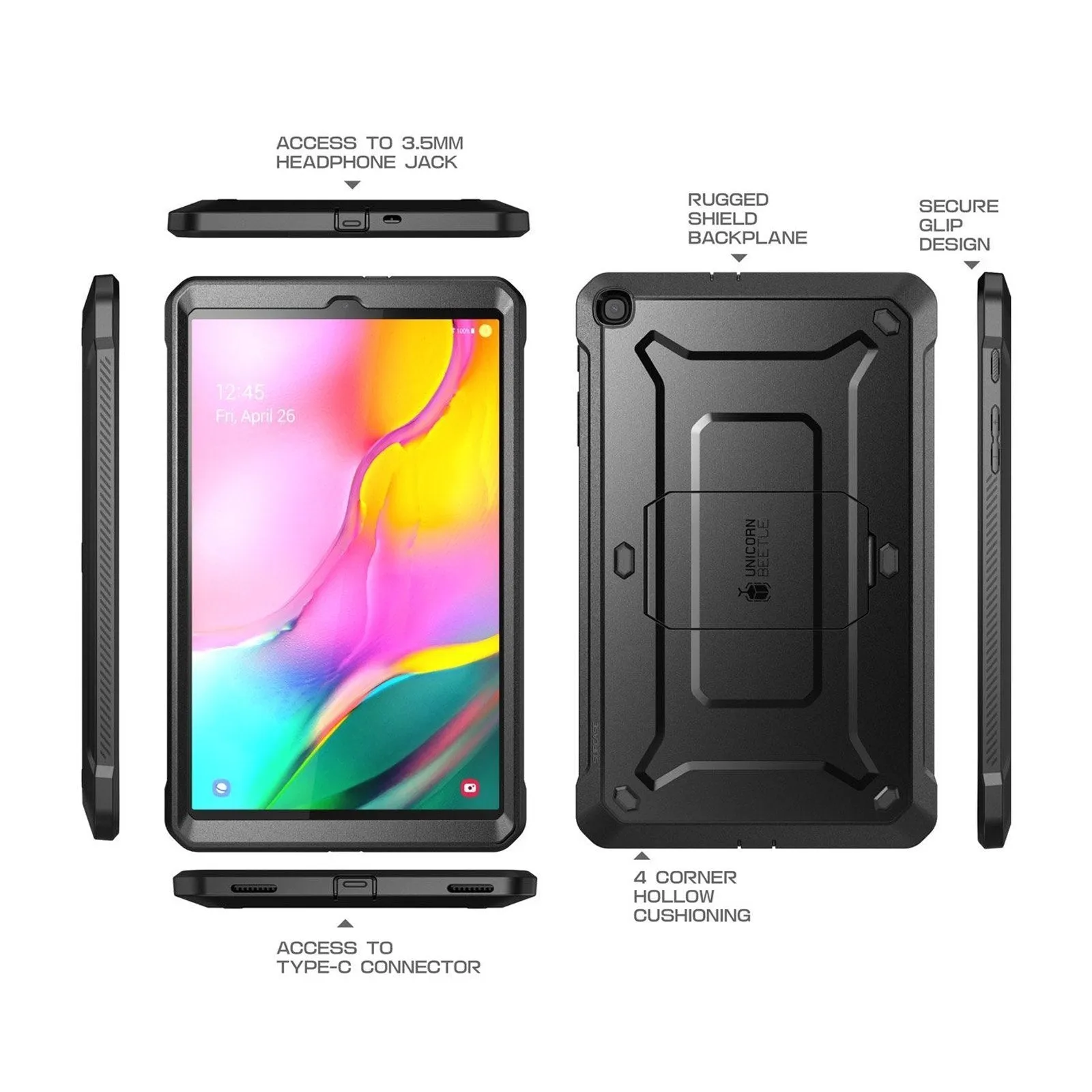 Galaxy Tab A 10.1 inch (2019) Unicorn Beetle Pro Full-Body Case-Black