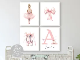 Girls Ballet Nursery Prints - Personalised Set 3