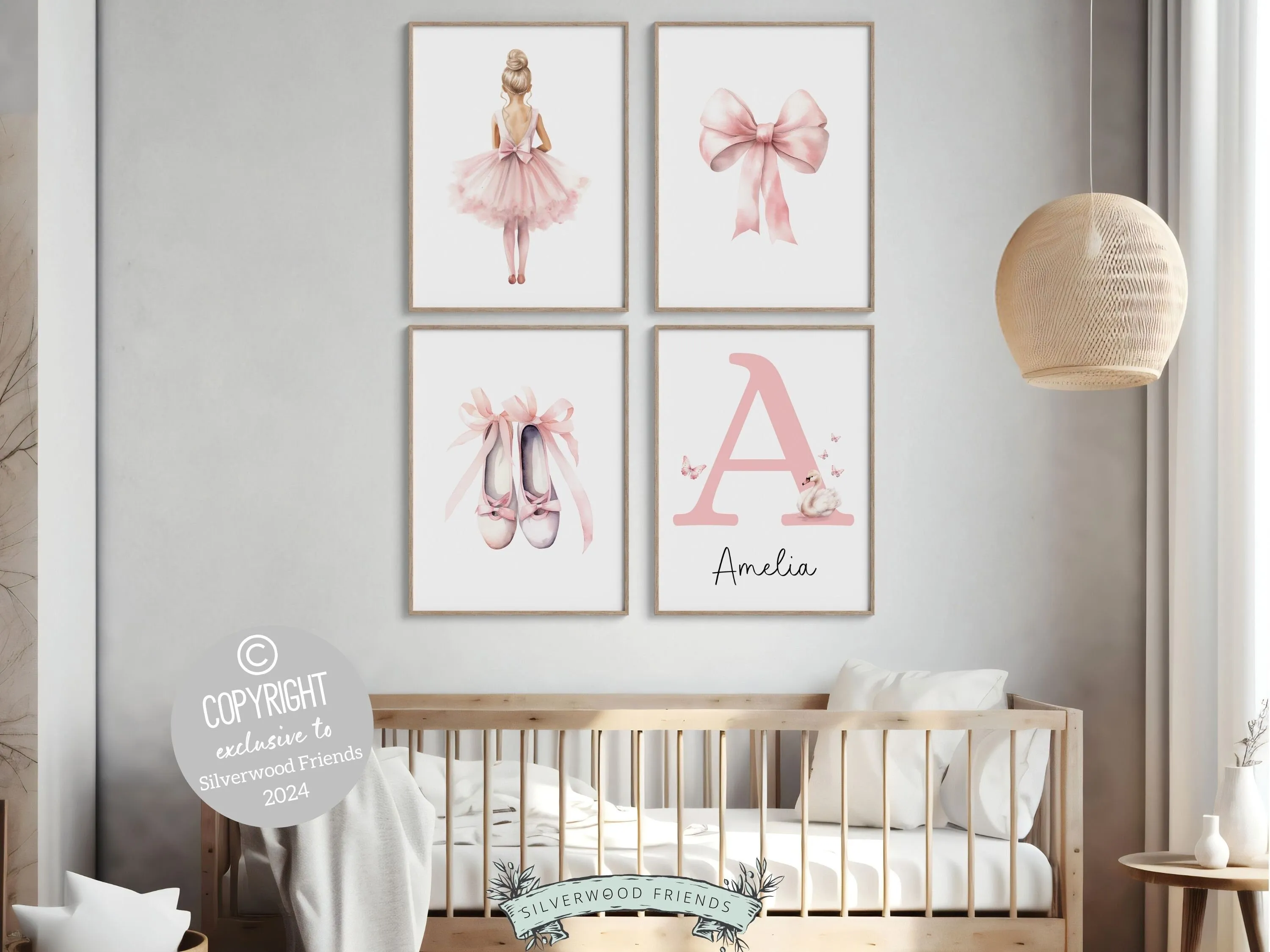 Girls Ballet Nursery Prints - Personalised Set 3