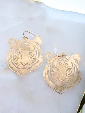 Gold Tiger Filigree Earring