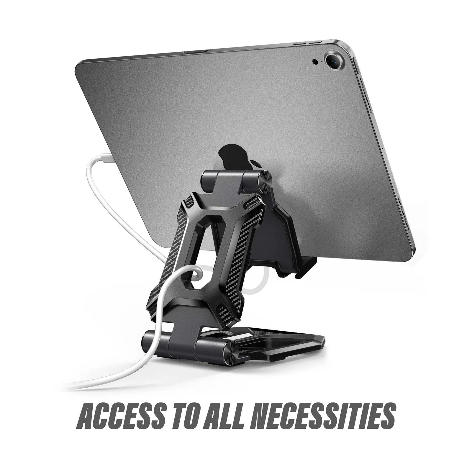 Heavy Duty Phone Stand for Desk Folds Flat Fits In Pocket-Black