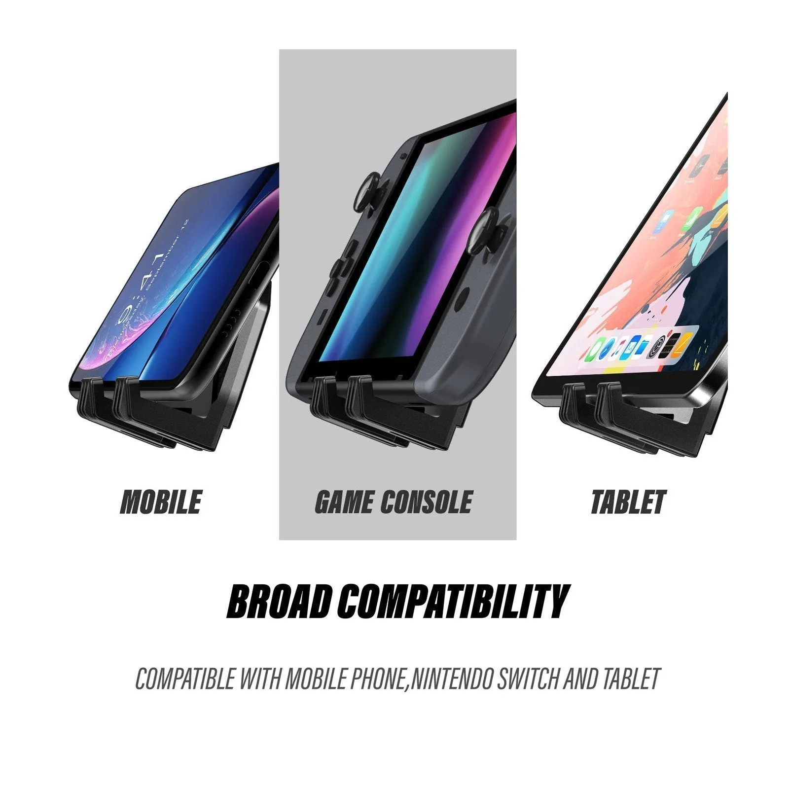 Heavy Duty Phone Stand for Desk Folds Flat Fits In Pocket-Black