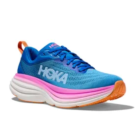 Womens HOKA Bondi 8 Wide Running Shoes in Coastal Sky/All Aboard Colorway