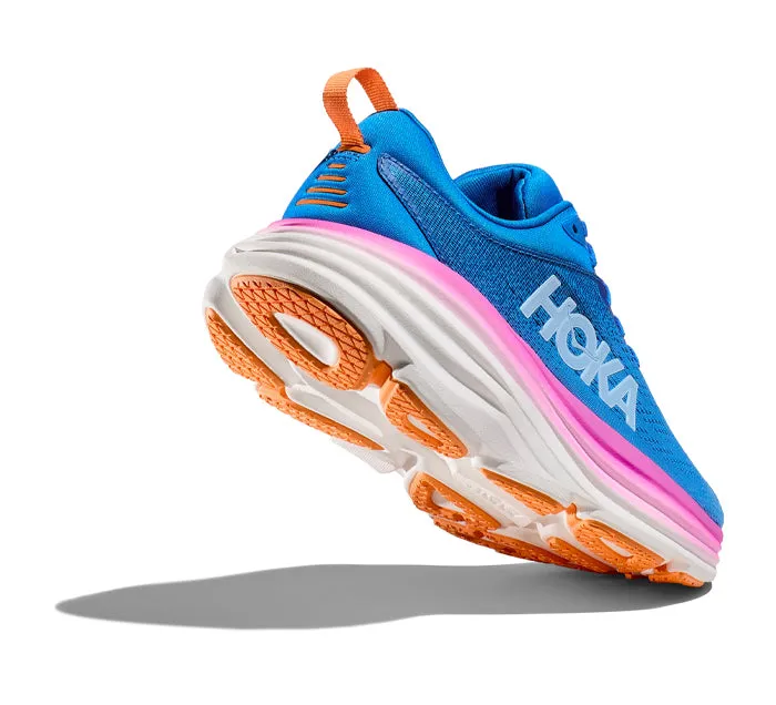 Womens HOKA Bondi 8 Wide Running Shoes in Coastal Sky/All Aboard Colorway