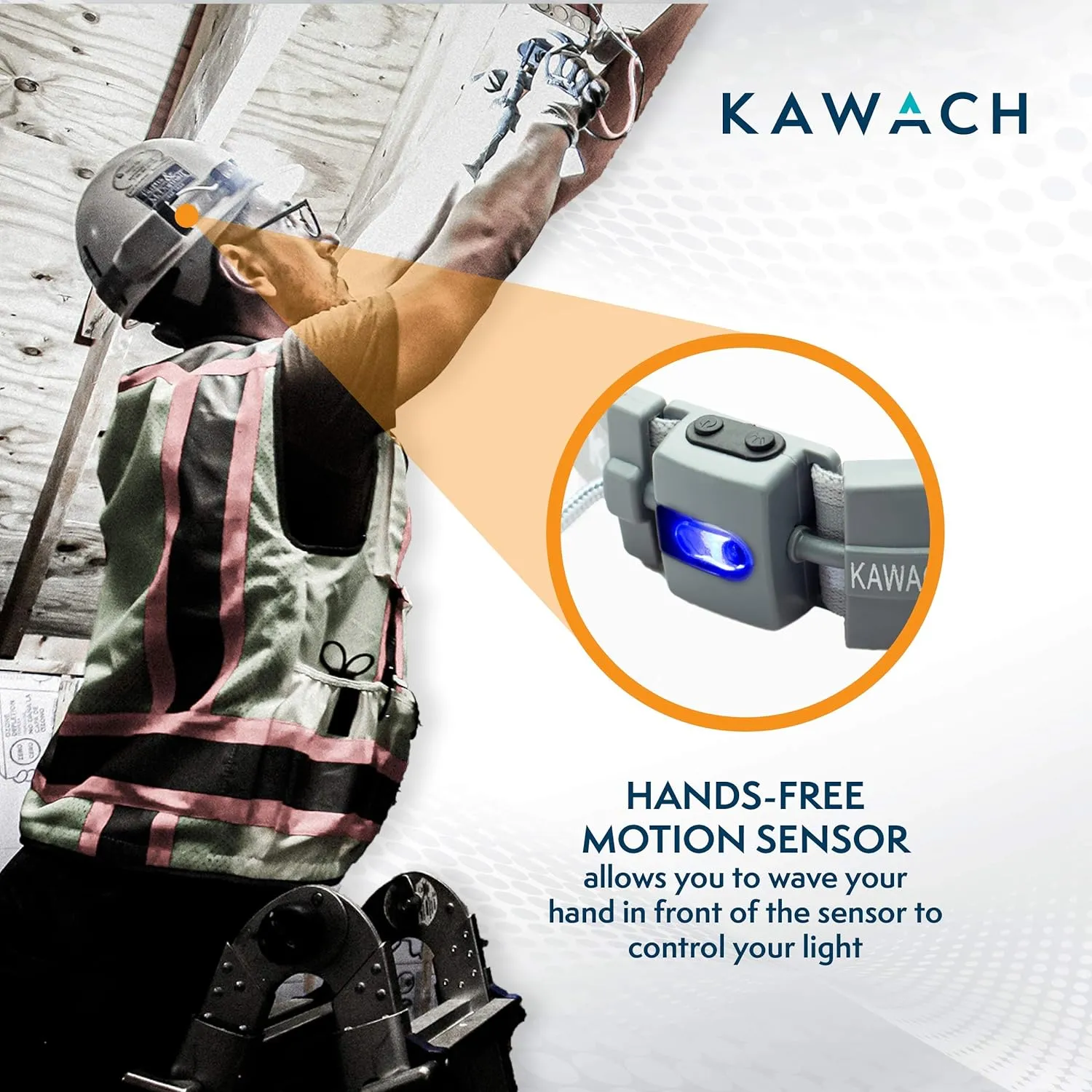 KAWACH K-1110 Hands Free Ultra-Low Profile LED Motion Sensor Headlamp with 300 Lumen Output