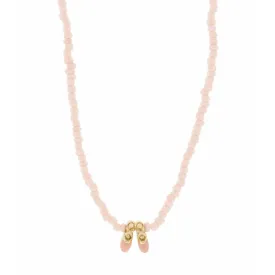 Kids 14" Pink Seed Bead Necklace with Ballet Slippers