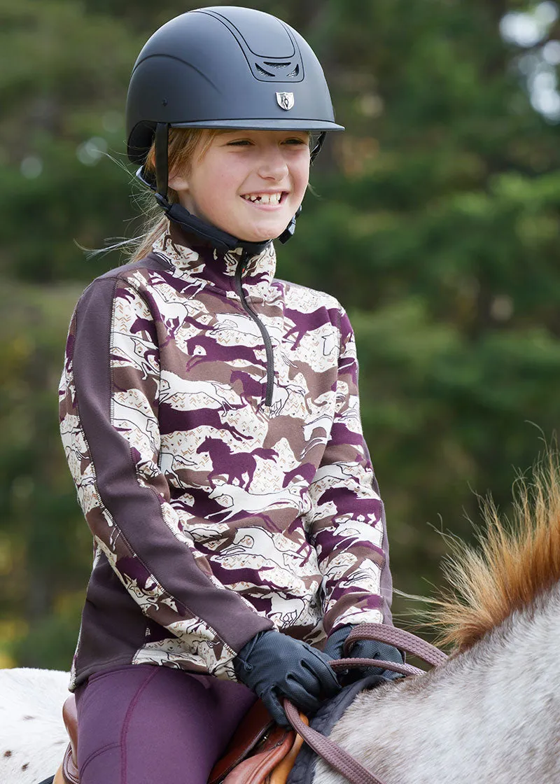 Kids Plush Printed Fleece Half Zip Top