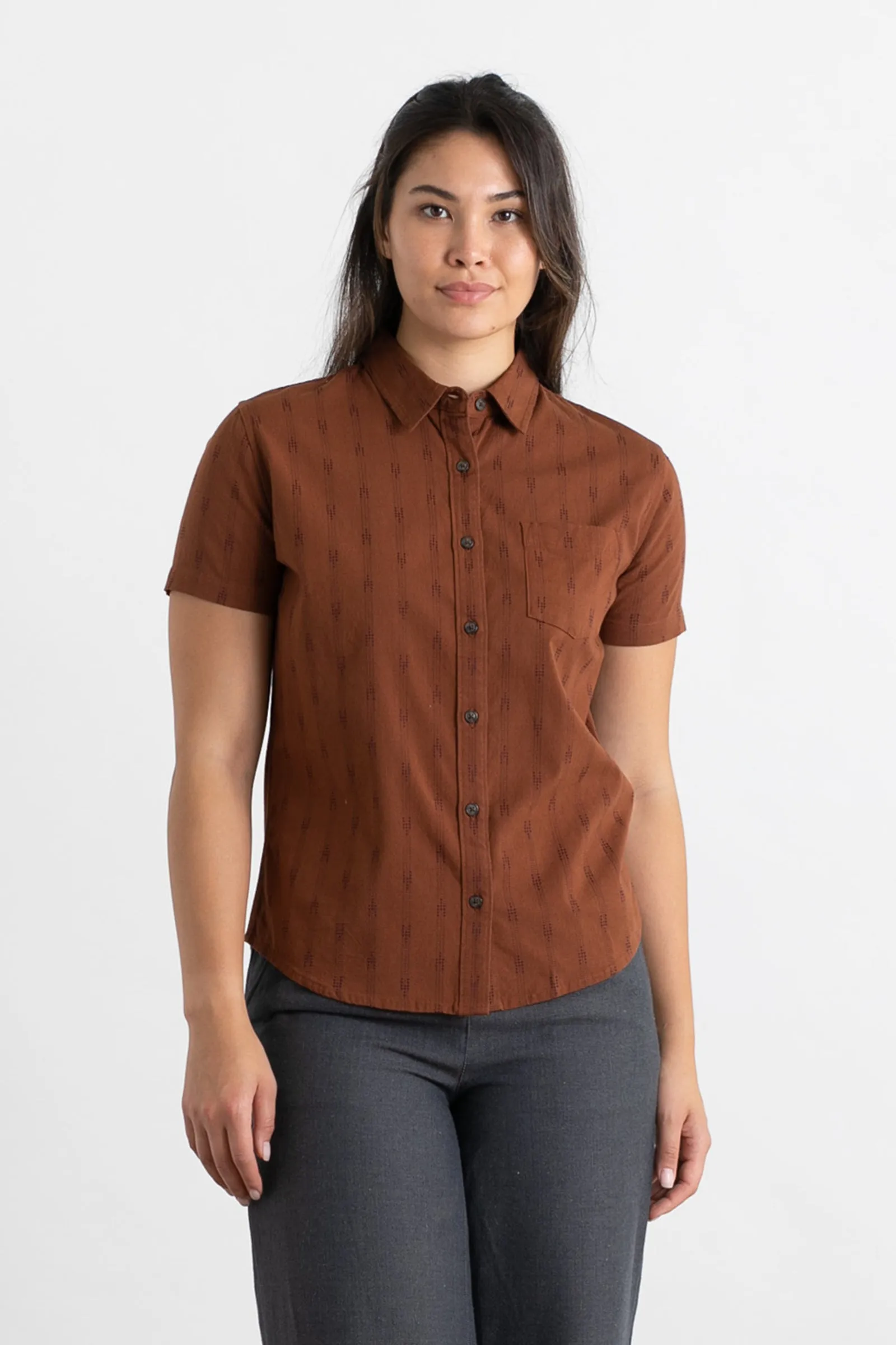 Lana Shirt / Rust Dobby Stripe