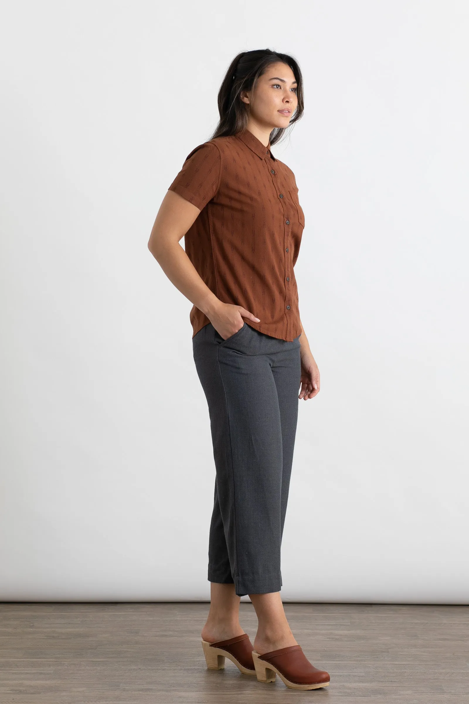 Lana Shirt / Rust Dobby Stripe