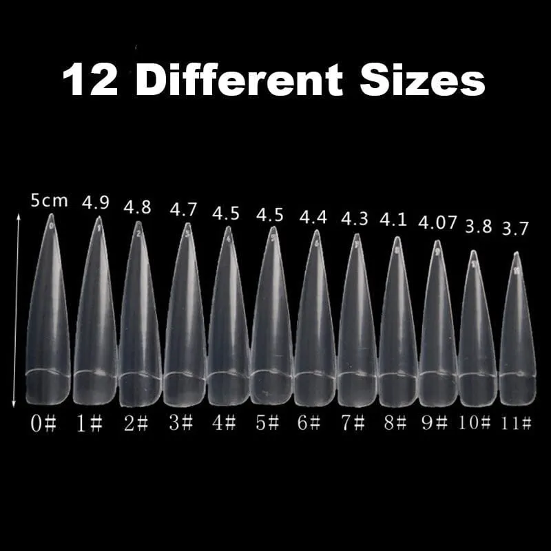Long Plus Stiletto Nail Tips 12pcs Bag