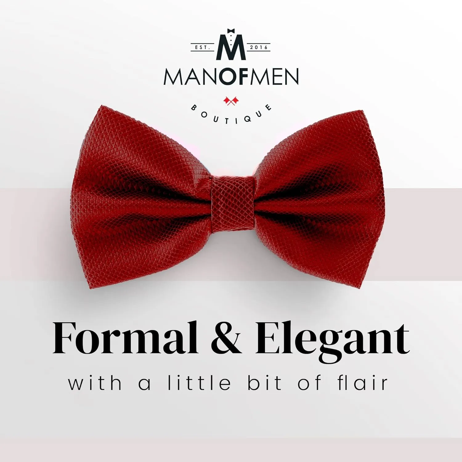 Man of Men Bow Ties for Men Pre-Tied Formal Tuxedo Bowtie - Adjustable Length - Huge Variety Colors Available