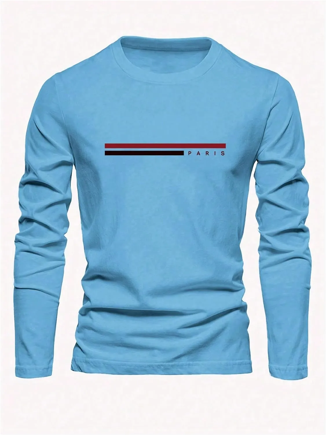 Men's 3 Pack Long Sleeve Shirts Letter Graphic Round Neck Casual T Shirt Top