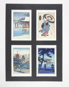 Miniature Japanese Wood Block Prints- Set of 4