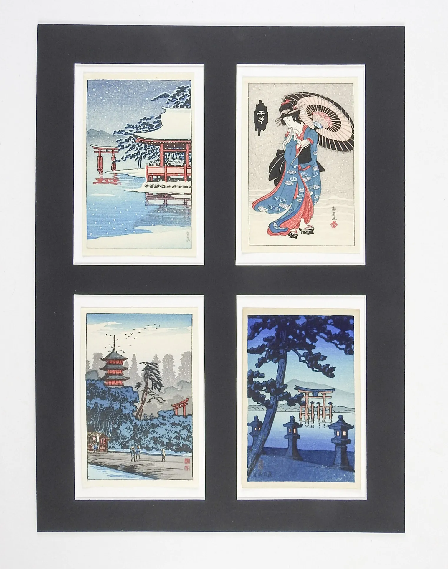 Miniature Japanese Wood Block Prints- Set of 4