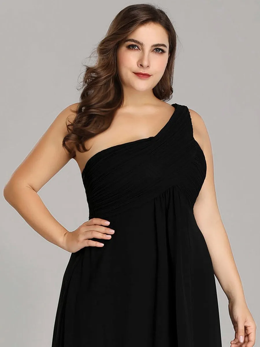 One Shoulder Chiffon Ruffles Plus Size Long Evening Dresses