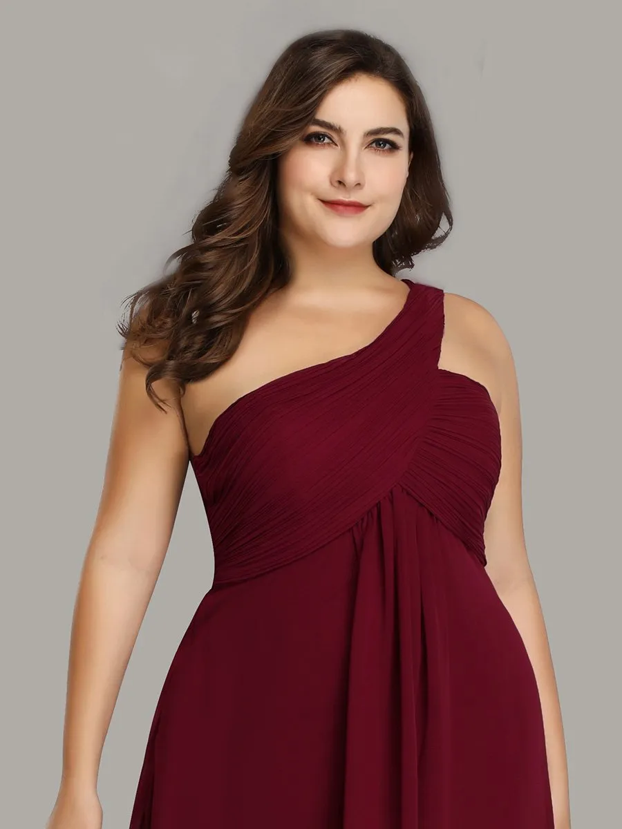 One Shoulder Chiffon Ruffles Plus Size Long Evening Dresses