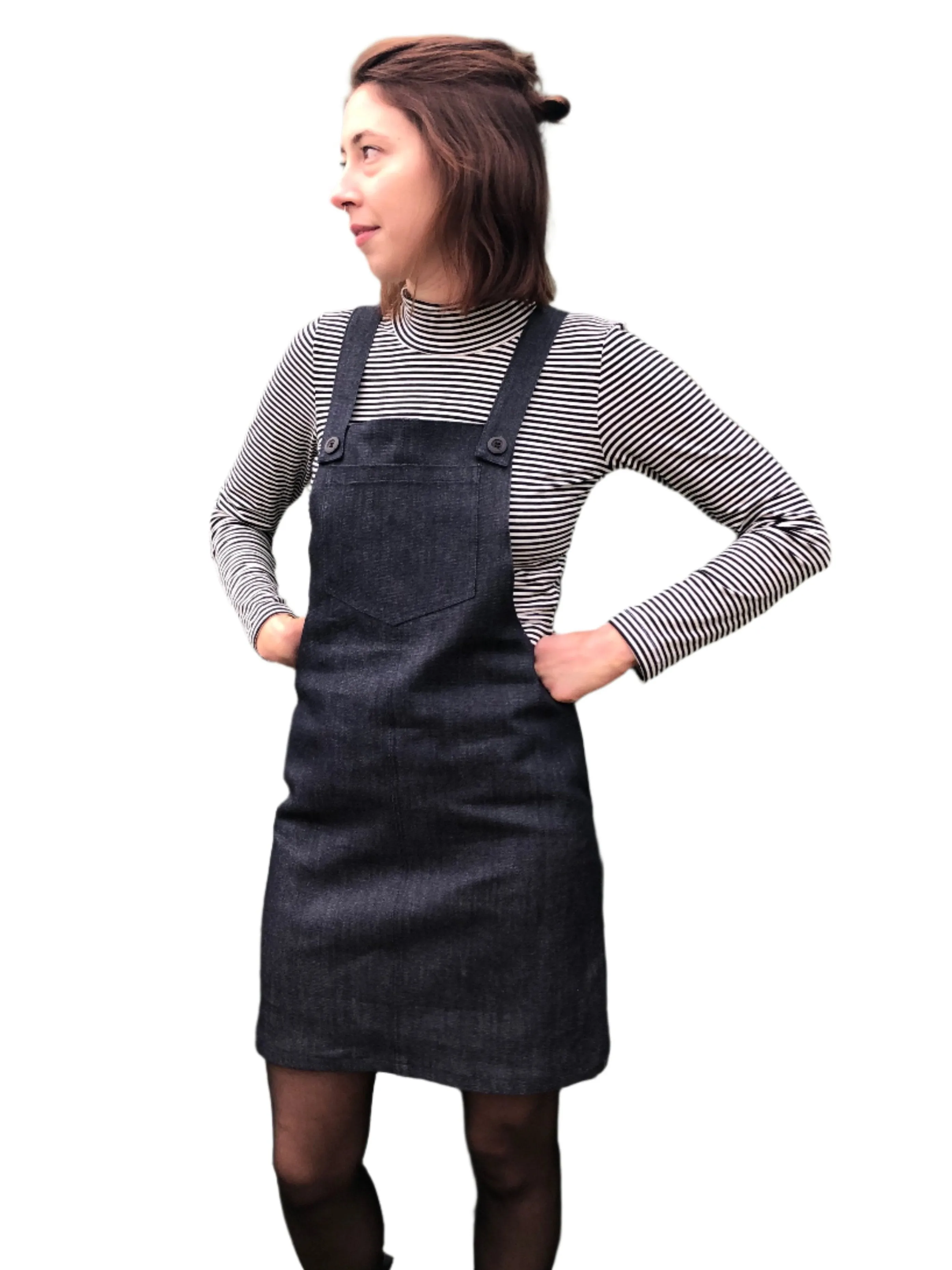 Organic Cotton Polo-neck in Black & White Stripe